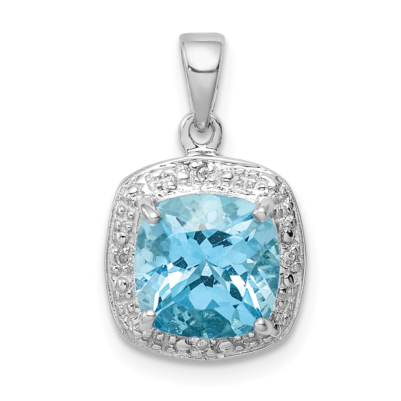 Lex & Lu Sterling Silver w/Rhodium Lt Blue Topaz & Diamond Pendant LAL108883 Lex & Lu Sterling Silver w/Rhodium Lt Blue Topaz & Diamond Pendant LAL108883